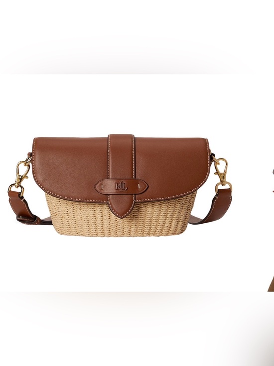 Ralph Lauren Handbags - Ralph Lauren Brown Leather and Natural Woven Crossbody Bag